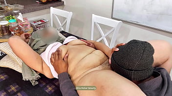 Desi Muslim MILF’s Juicy Pussy Spread on Dining Table – Cheating Relative Eats Her Out with Loud Moans