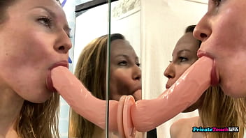 Perverted Blonde Russian Woman Sucks A Dildo