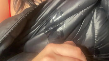 Sheer Red Seduction – Masked Blowjob & Doggy with Double Cum on My Downjacket