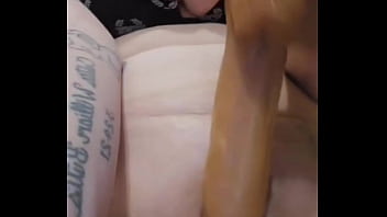 Hot blonde squirting on big dildo