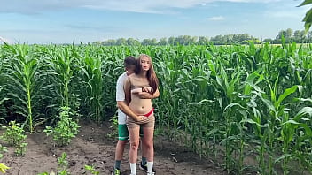 Stepbrother has Public Sex with Stepsister while walking through a cornfield