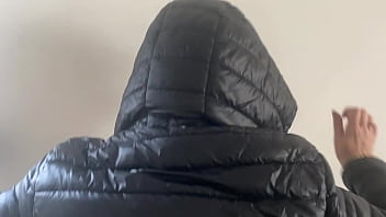 Public Tease in Torn Leggings – Blowjob & Doggy with Double Cum on My Black Downjacket