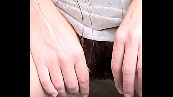 Hairy pussy Flash n PEE at aibnb flat balcony